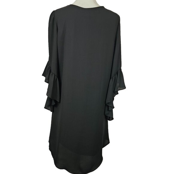 Whimsigoth Dark Academia Punk Rocker Flutter Sleeve Joseph Ribkoff Black 4 Top - Picture 3 of 14